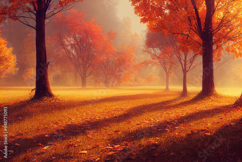 Autumn landscape paint