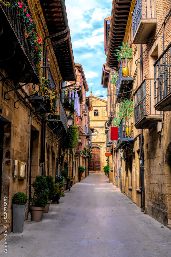 Laguardia Spain streets in beautiful hilltop town in Rioja region