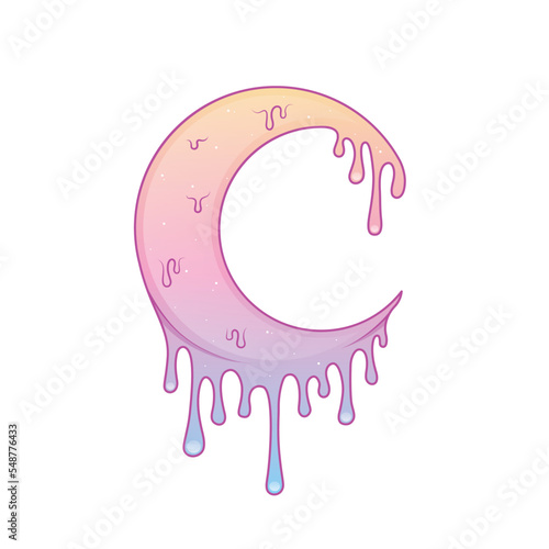 melting crescent colorful rainbow moon