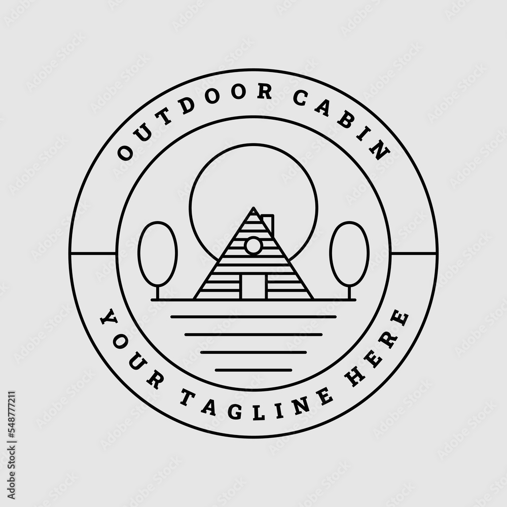 outdoor cabin adventure minimalist line art logo template vector illustration design, logo concept outdoor cabin adventure minimalist line art logo template vector illustration design, logo concept