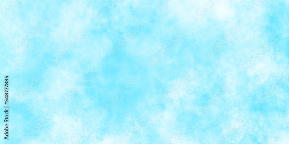Cloudy blue sky background with puffy and blurry clouds, cloudy light blue watercolor background with various natural clouds and smoke. beautiful cloudy blue background for making any design.	