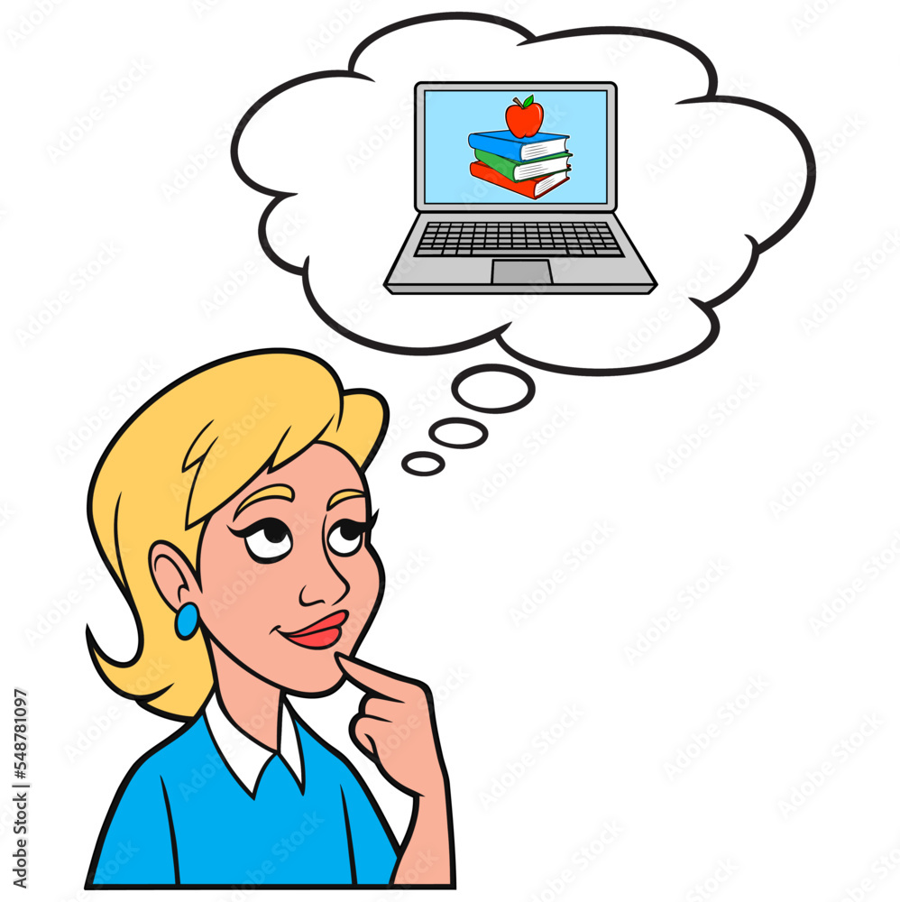 Girl thinking about Distance Education Learning - A cartoon illustration of a Girl thinking about online distance education learning services. Girl thinking about Distance Education Learning - A cartoon illustration of a Girl thinking about online distance education learning services.