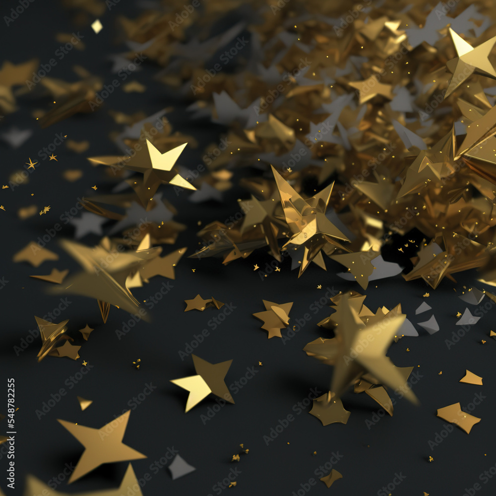 Gold star confetti. AI render Stock Illustration | Adobe Stock