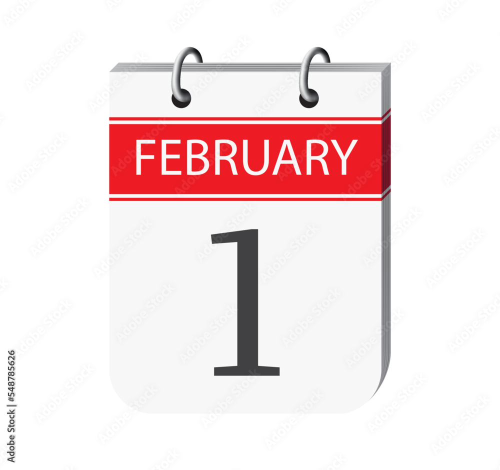 1st february calendar page vector. 3d one day calendar date appointment, event reminder illustration. Abstract three dimensional daily date calendar. 1st february calendar page vector. 3d one day calendar date appointment, event reminder illustration. Abstract three dimensional daily date calendar.