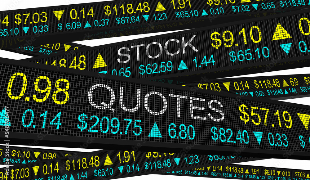 Obraz premium Stock Quotes Ticker Investment Share Prices Buy Sell Market 3d Illustration