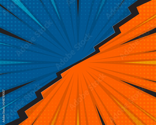 Flat cartoon comic background. Pop art comic background. Fight backgrounds comics style design. Vector Illustration
