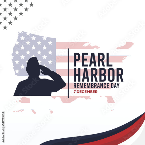 Pearl harbor remembrance day with united states map, perfect for office, banner, company, landing page, background, social media, wallpaper and more
