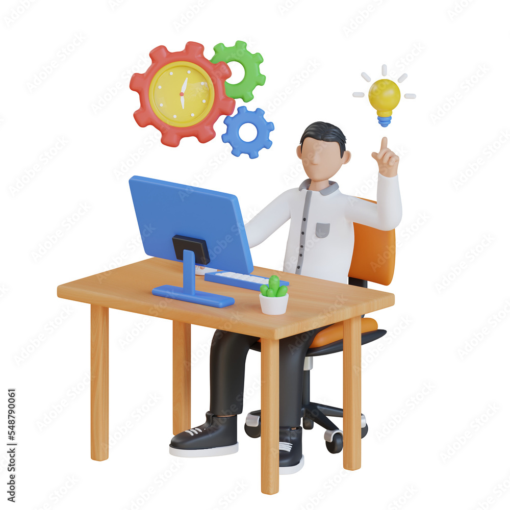 Working Business People 3D Illustration Working Business People 3D Illustration