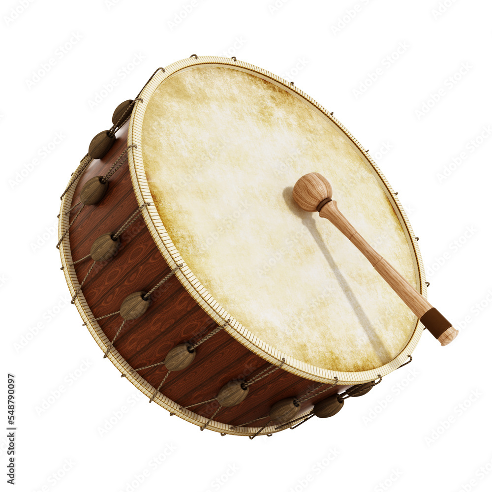 Naklejka premium Ramadan drum and drumstick on transparent background.