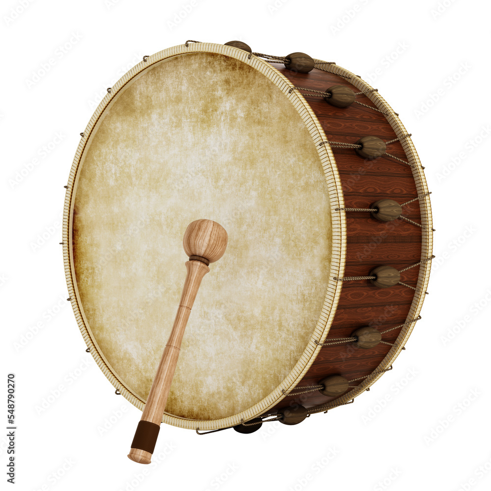 Naklejka premium Ramadan drum and drumstick on transparent background.