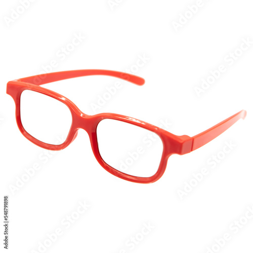 red retro glasses frame without lenses