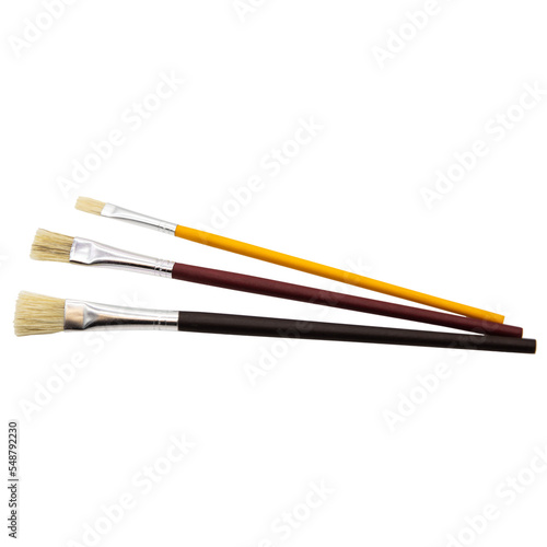 three paintbrushes or art brushes