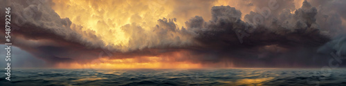 Tableau sur toile Dramatic cloudscape over the ocean