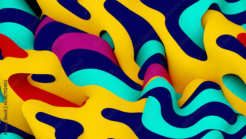Seamless tiling abstract colorful background. repeating pattern of colorful shapes that swirl and flow together. dynamic background would make an excellent addition to any website or design project