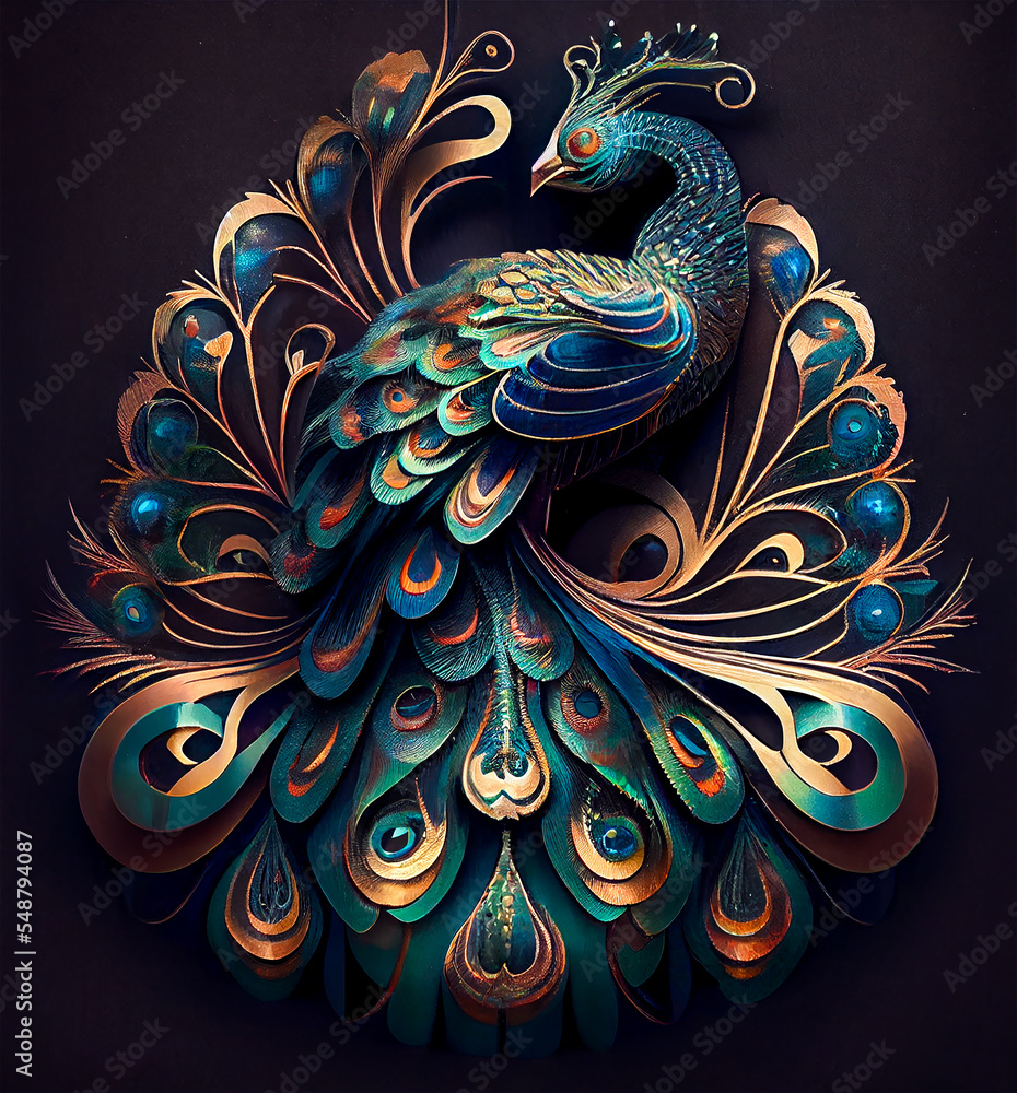 Art nouveau peacock background Stock Illustration Adobe Stock