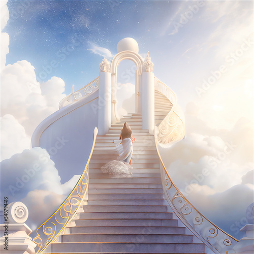 Woman going up to heaven photo