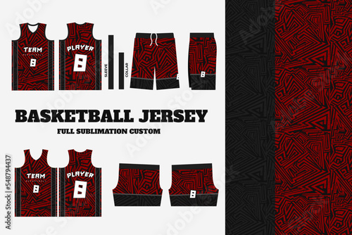 basketball jersey pattern design template. Abstract pattern background for basketball uniform, basketball sublimation, bicycle, e-sport, basketball, soccer, Fabric pattern, Sport background, Vector