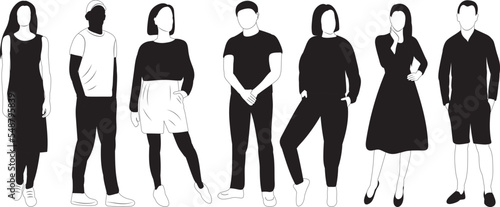 silhouette black people design vector