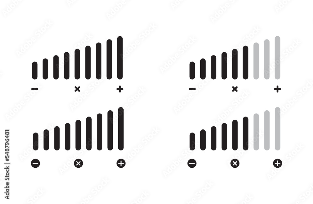 set of volume icon adjustment vector icon sound symbol on white background. for banner logo web app design set of volume icon adjustment vector icon sound symbol on white background. for banner logo web app design