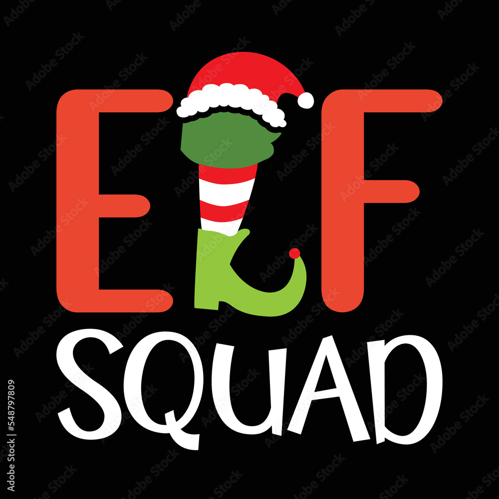 Elf squad Merry Christmas shirt print template - obrazy, fototapety, plakaty 