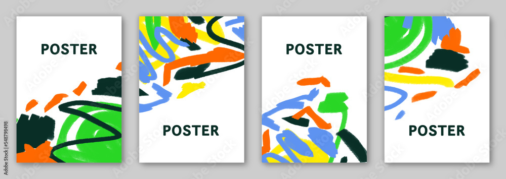 Abstract graffiti poster set - Colorful painting art background set