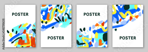 Abstract graffiti poster set - Colorful painting art background set photo