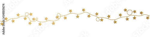 christmas golden garland with stars- vector illustration