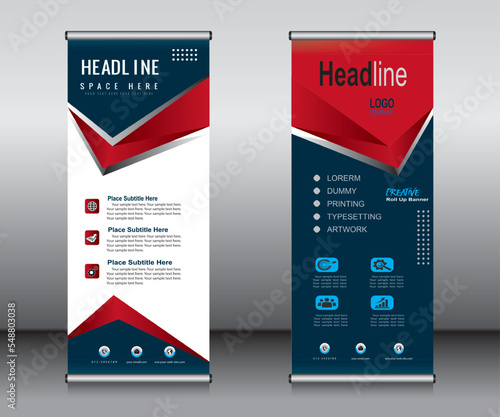 Roll up banner template design, banner, layout, advertisement, pull up, polygon background, vector illustration, business flyer, display, x-banner, flag-banner, Info graphics, presentation.