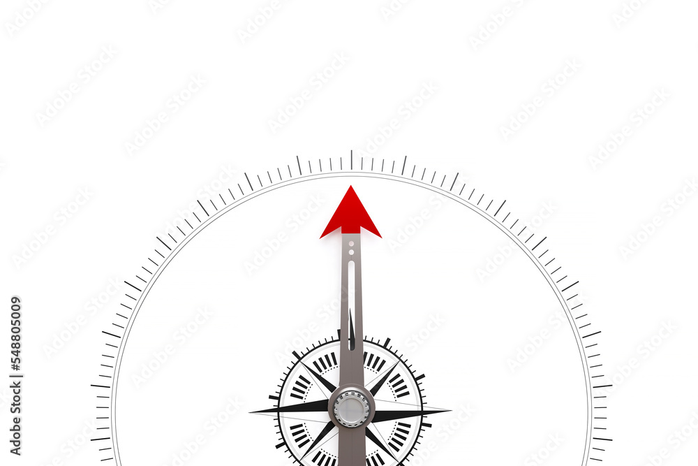 compass, measuring scale Top pointing with space to add text on white ...