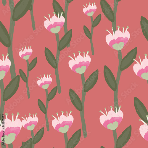Wallpaper Mural Folk flower seamless pattern in naive art style. Decorative floral wallpaper. Torontodigital.ca