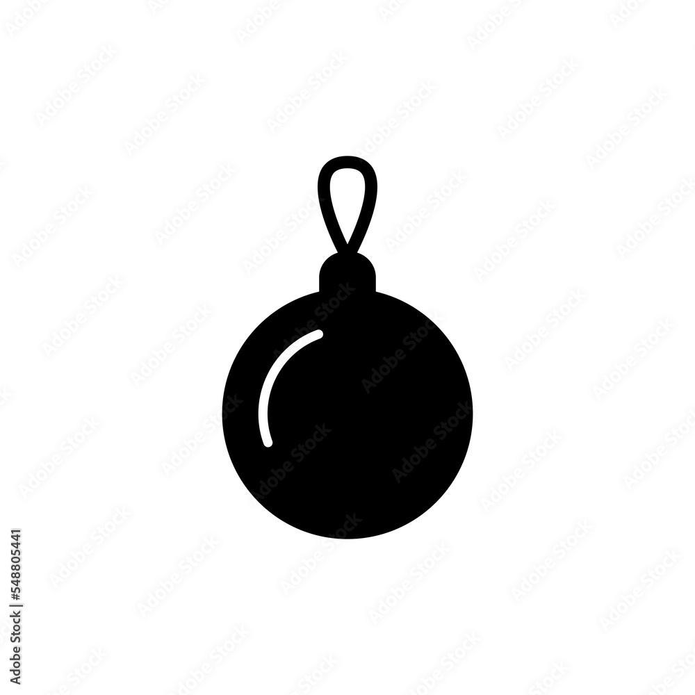 Christmas ball glyph icon. Fir tree decoration. Merry Christmas design. Happy new year sign. Vector stock illustration Christmas ball glyph icon. Fir tree decoration. Merry Christmas design. Happy new year sign. Vector stock illustration