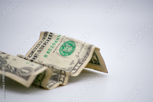 US dollars and British pounds on white background. World Economic crisis. Copy space