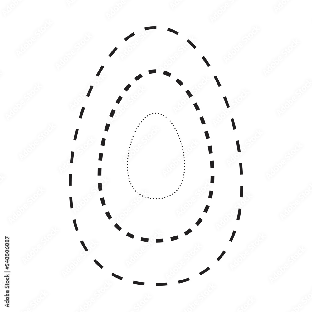 Tracing oval shape symbol, dashed and dotted broken line element for