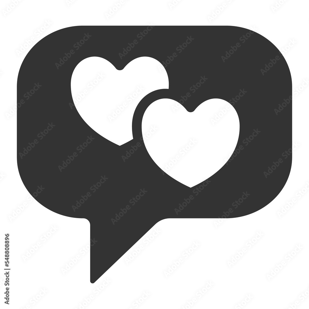 Dialogue with two hearts - icon, illustration on white background, glyph style Dialogue with two hearts - icon, illustration on white background, glyph style