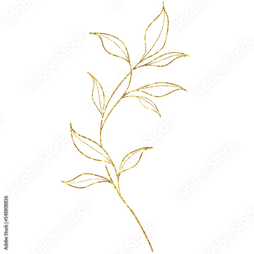 Gold Glitter Flower Leaf