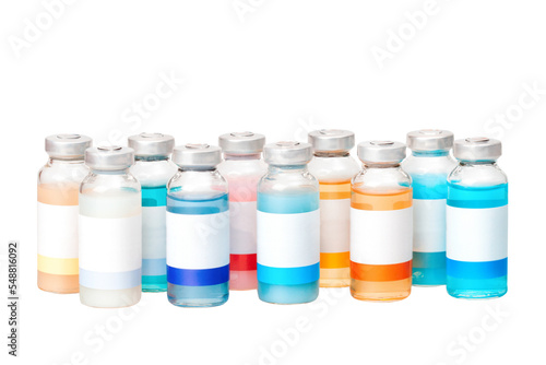 Obraz na płótnie Group of the isolated with transperancy vials of colored substances w salonie