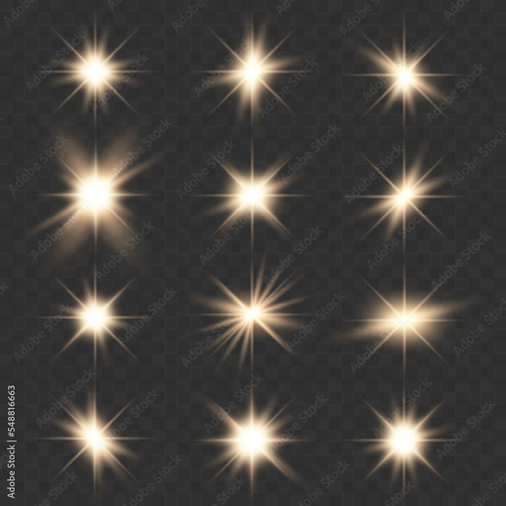 Shine star of the light vector on a transparent background. Light explodes, light effect design element set Shine star of the light vector on a transparent background. Light explodes, light effect design element set