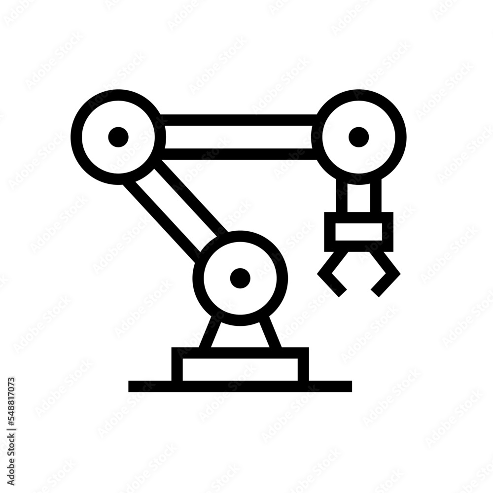 Simple robot arm icon. Automation of line work. Manufacturing. Vector. Simple robot arm icon. Automation of line work. Manufacturing. Vector.