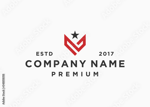 letter v with veteran logo design vector illustration template