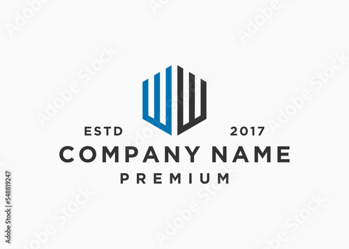 letter ww hexagon logo design vector illustration template