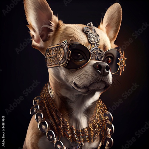 Midjourney abstract render of gangsta Chihuahua photo