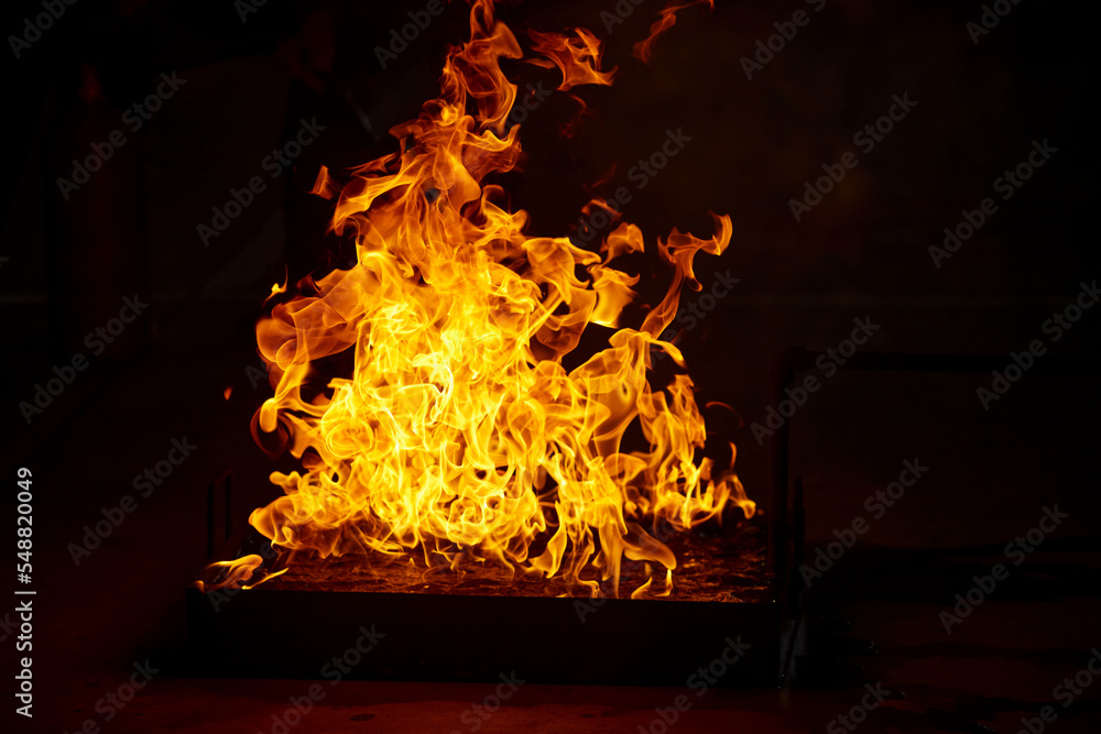 Fototapeta premium Blaze fire frame in the darkness