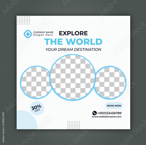 Travel holiday vacation tourism social media post template