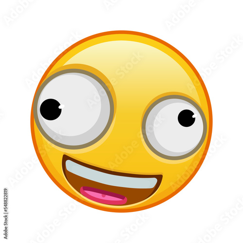 A grinning face with one large and one small eye Large size of yellow emoji smile