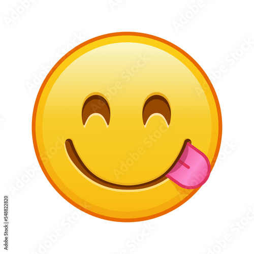 A face savoring a delicacy Large size of yellow emoji smile
