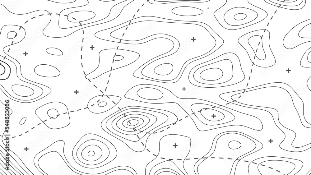 Topographic map contour background. Relief mountain, contour topography terrain illustration. Line topographic map contour background. Topo map with elevation. Vector Illustration.