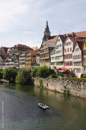 River embankment in Tubingen, Germany photo