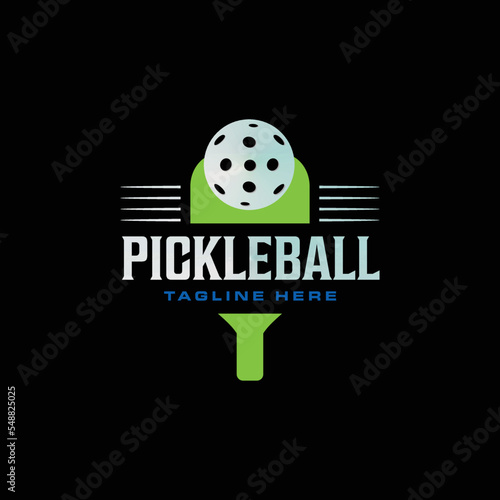 Paddle and Pickleball Logo Design Illustration on Black Background suitable for Game, Sport or Club Logo Design, Illustration, Vector - 2