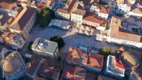 Aerial drone photo of picturesque main square in old city of Nafplio know as Syntagma square, Argolida, Peloponnese, Greece photo