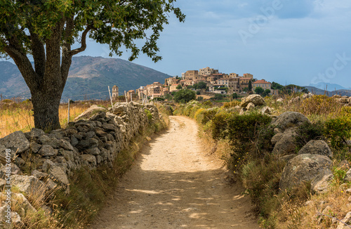 The beautiful village of Sant'Antonino on a summer morning, in Corse, France.